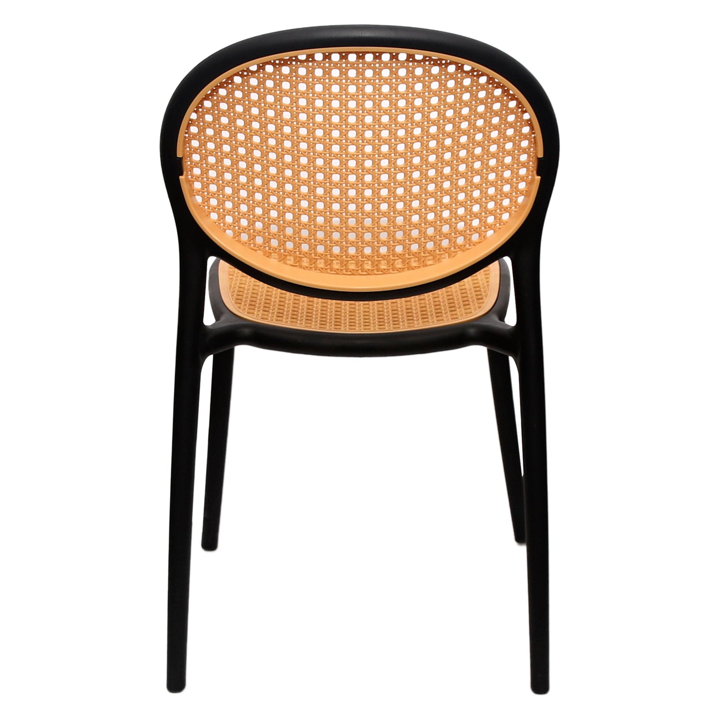 Cane Charm Armless Chair Ð Plastic Frame with Woven Cane?Style Seat & Back (Black)