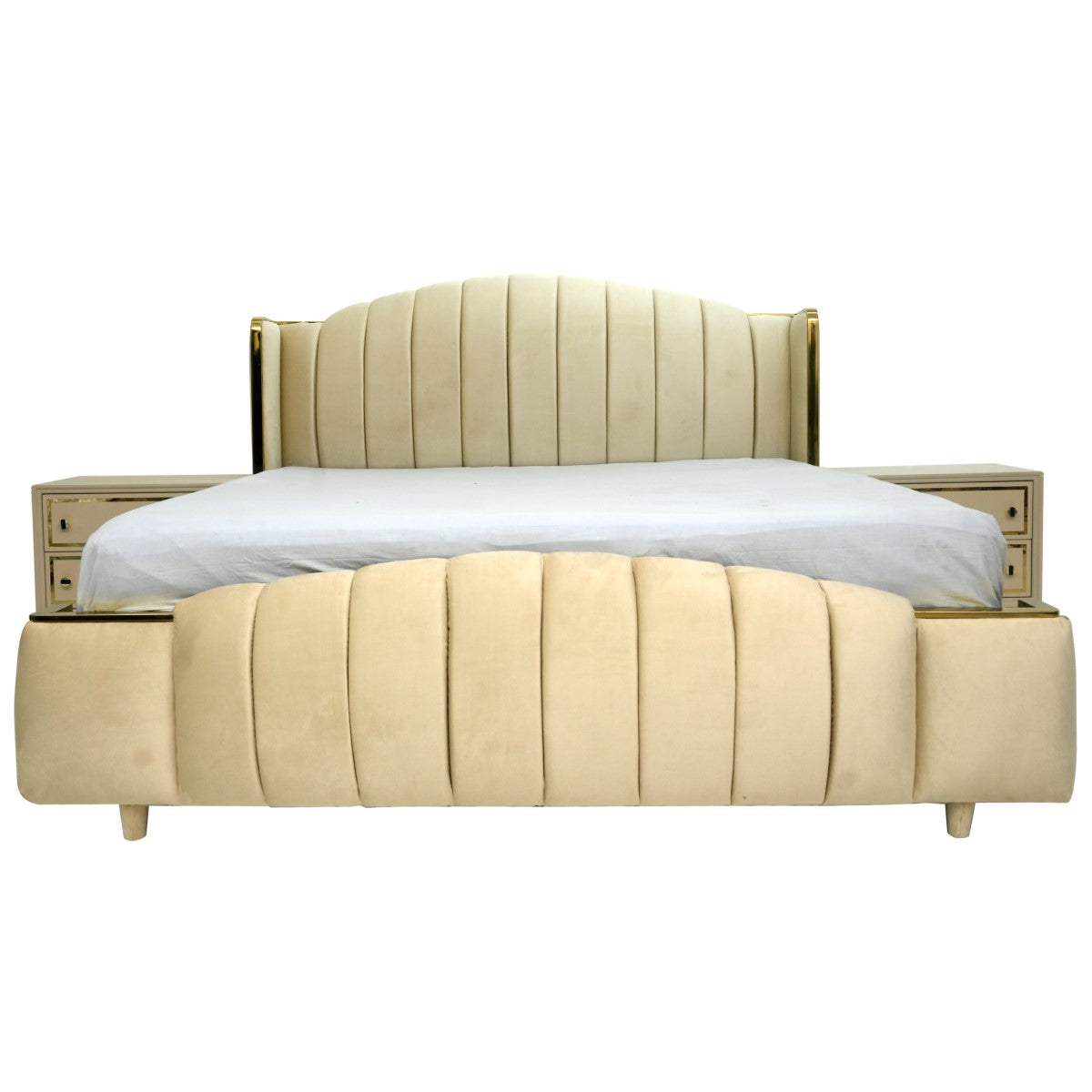 Opulent King Size Bed with 2 Side Tables
