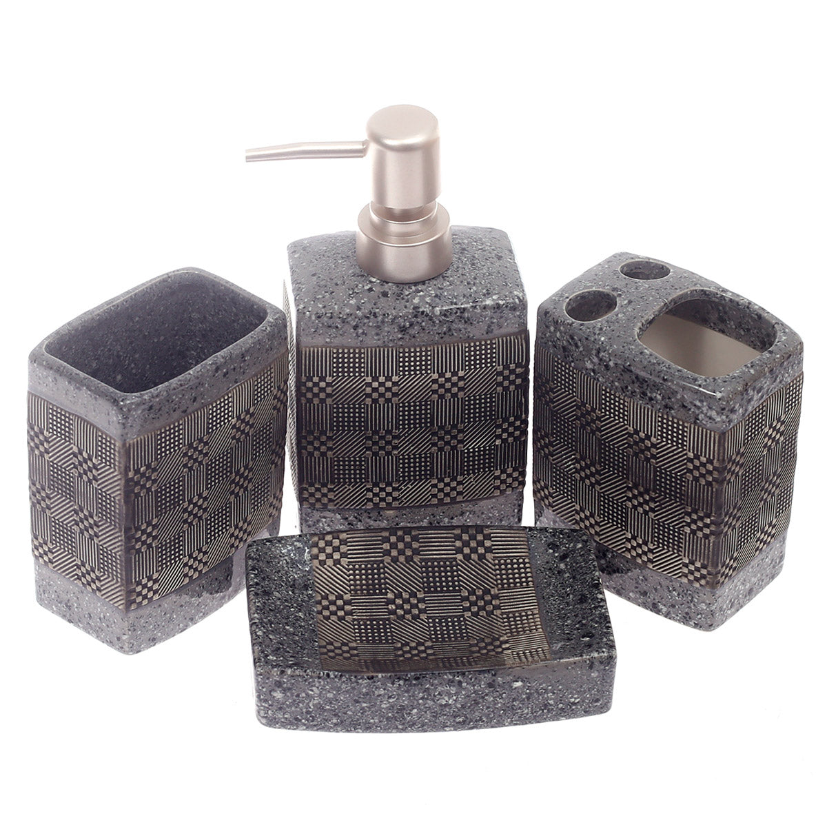 4Pcs Bath Set Grey 11 X 9 Inch Gs-14