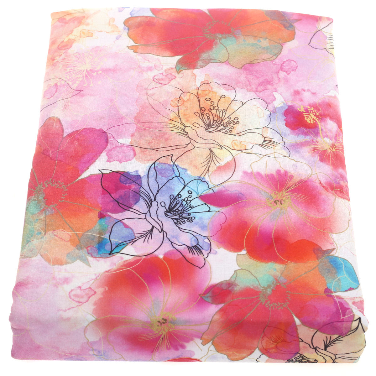 Double Bed Sheet Percale Pink & Blue 96X102" Digital Print