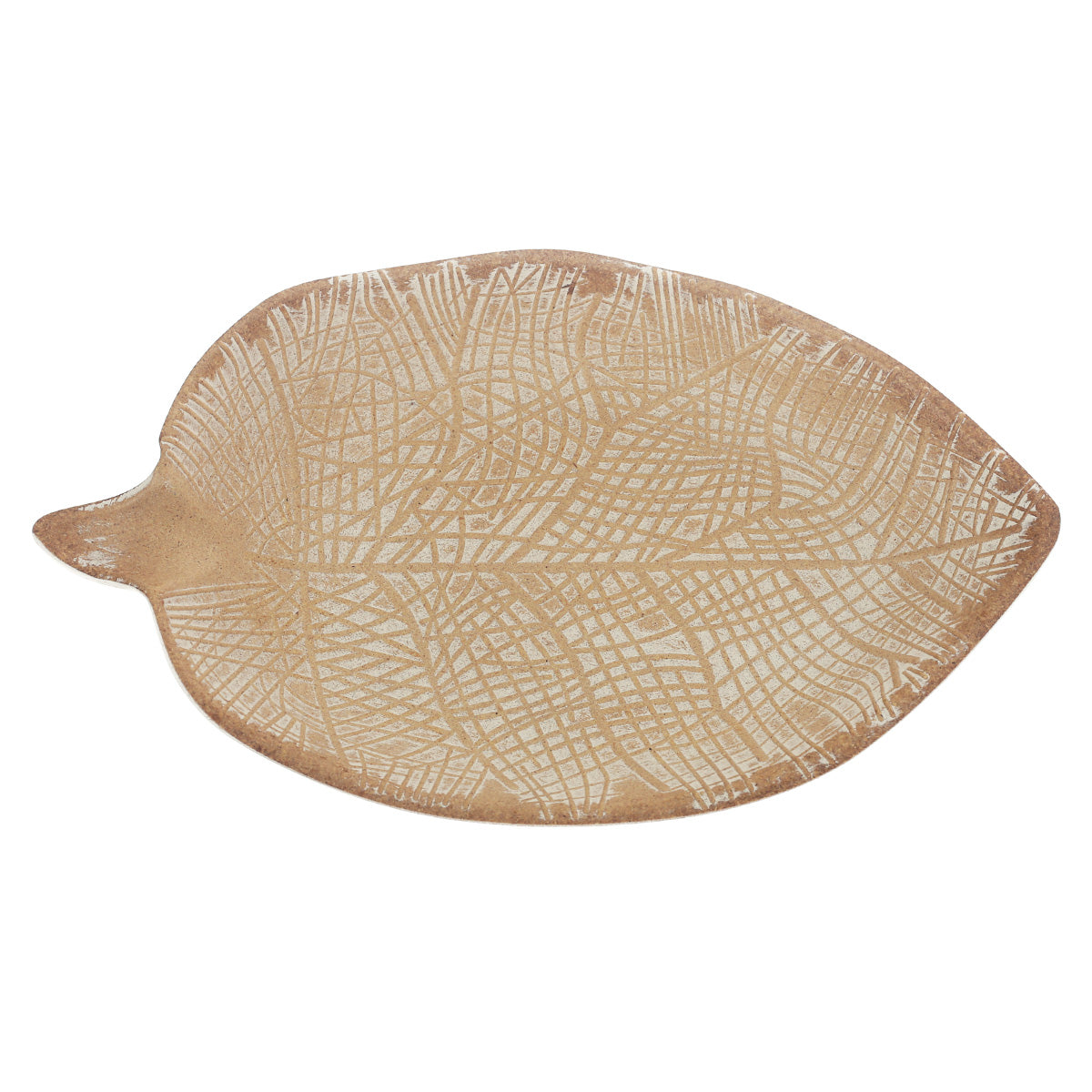Leaf Wooden Platter Beige 7 X 12 Inch JX-07