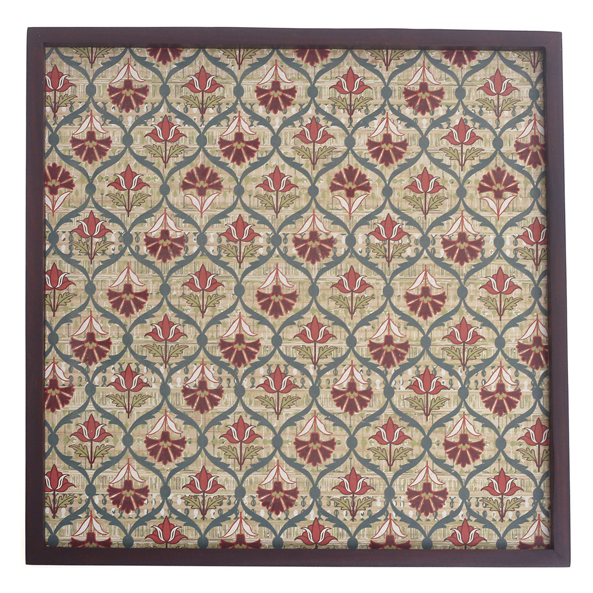 Wooden Printed Motif Tray Ð 15x15 Inches Square Decorative Serving Tray