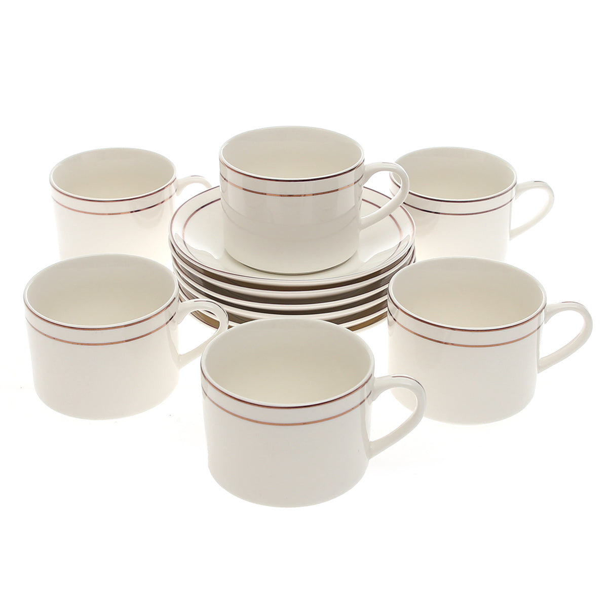 12-Piece Cup & Saucer Set Ð Queen Edition (Fine Porcelain, Double-Line Rim)