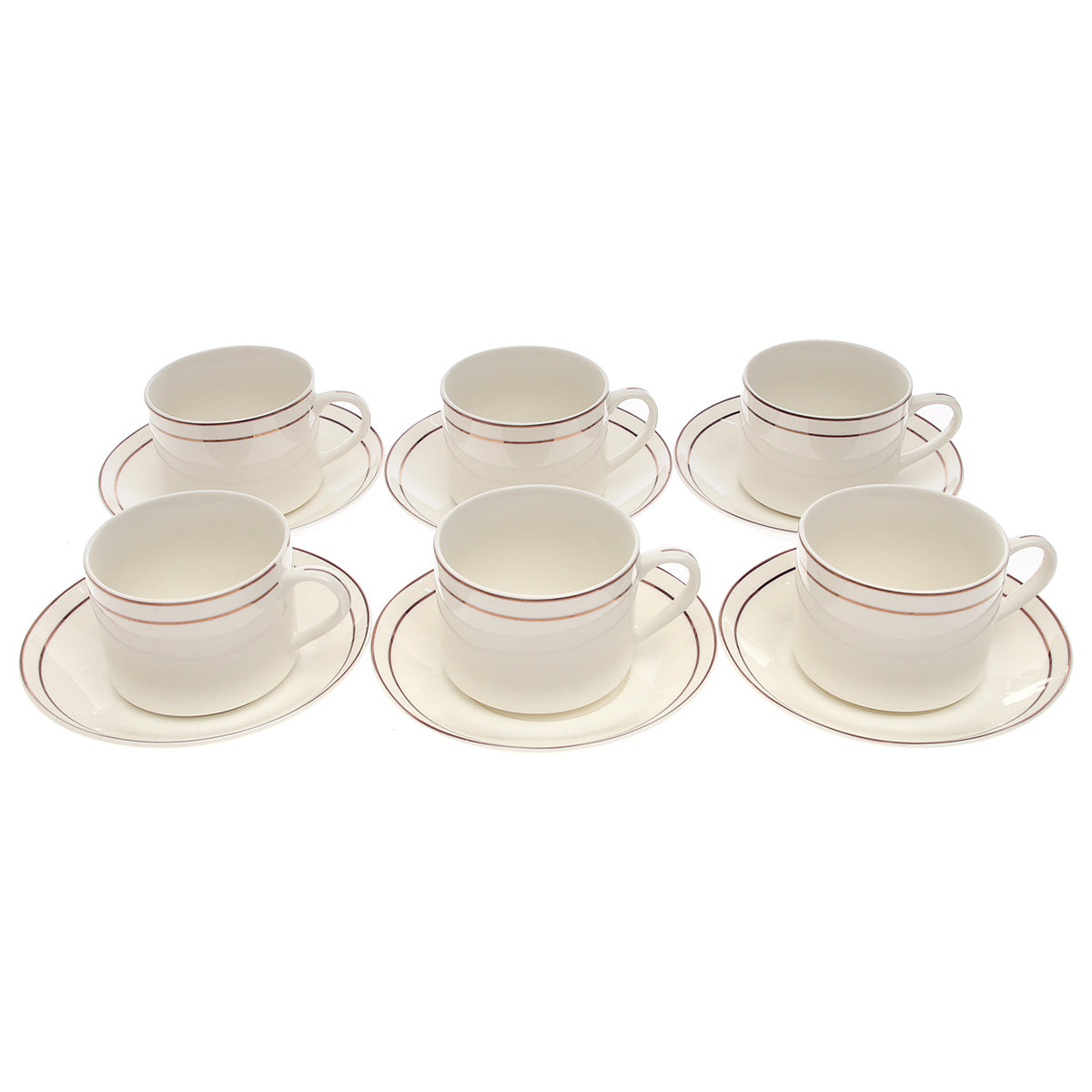 12-Piece Cup & Saucer Set Ð Queen Edition (Fine Porcelain, Double-Line Rim)