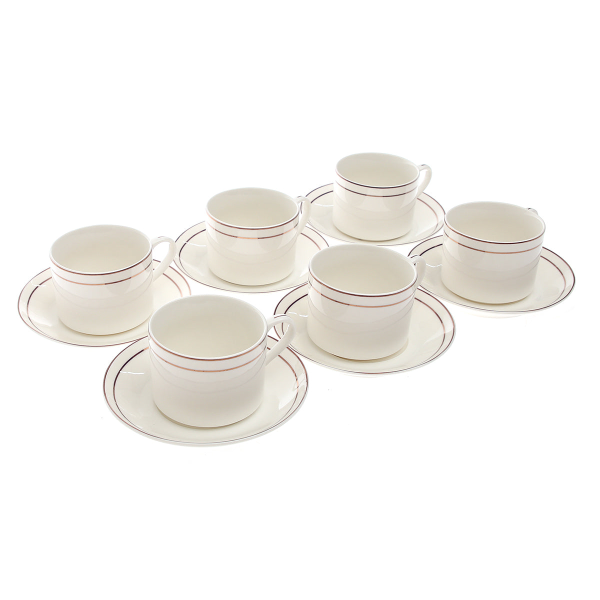 12-Piece Cup & Saucer Set Ð Queen Edition (Fine Porcelain, Double-Line Rim)