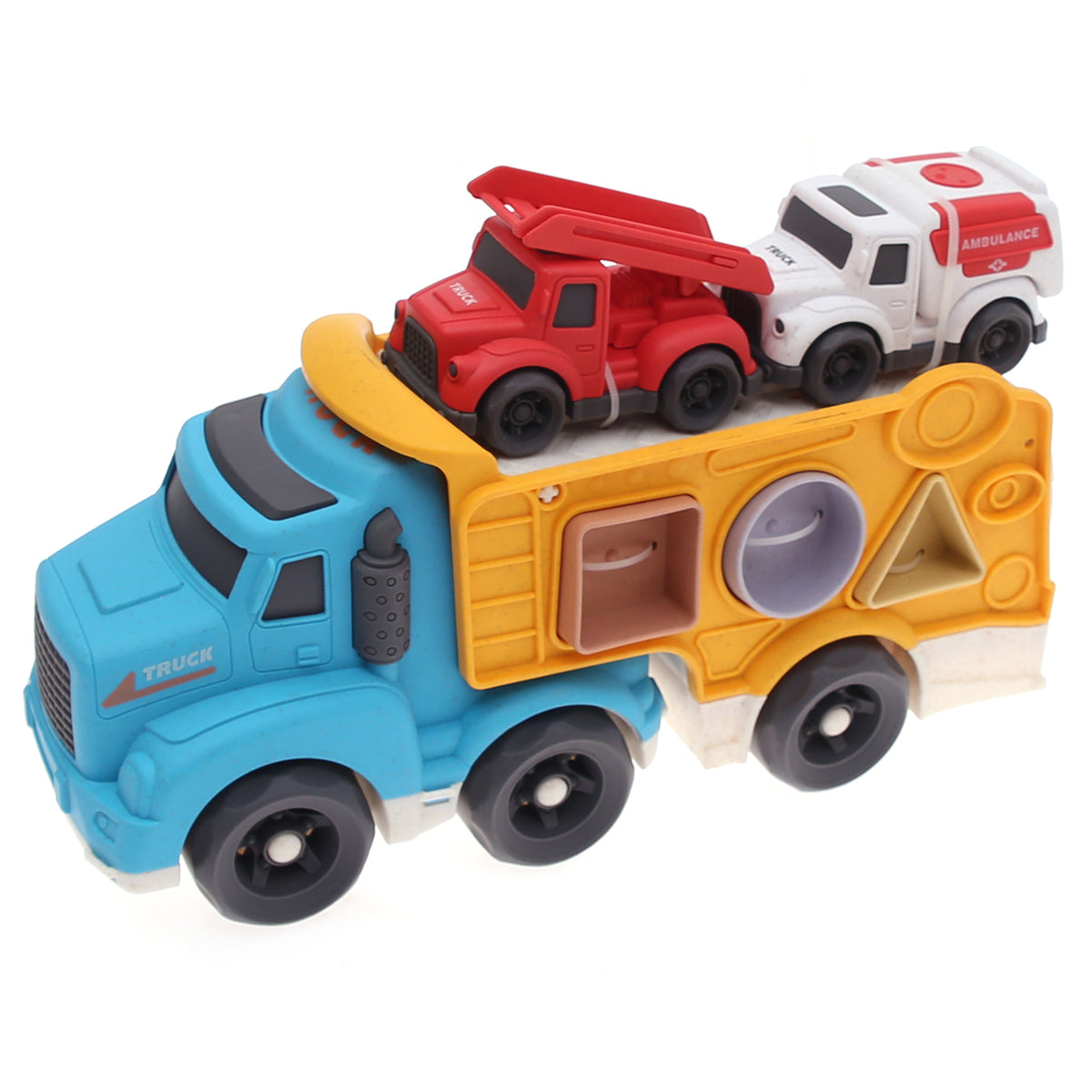 Free Wheel Transport Truck with 2 Mini Cars Ð Toy Vehicle Set for Kids