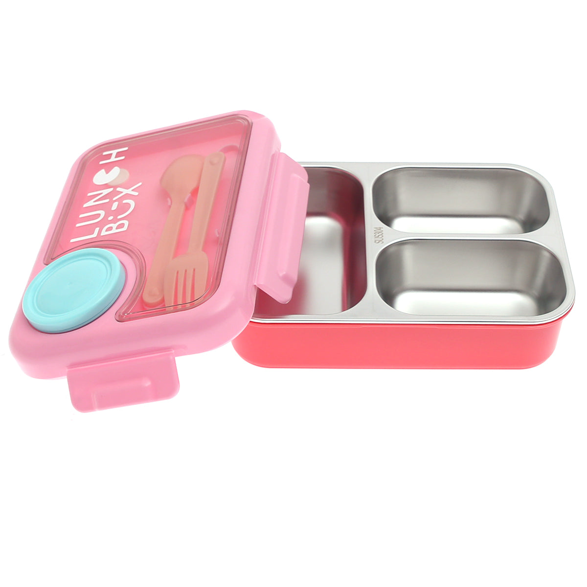 Kids Stainless Steel Lunch Box with Compartments Ð Pink | Leak-Proof | Spoon & Fork Included