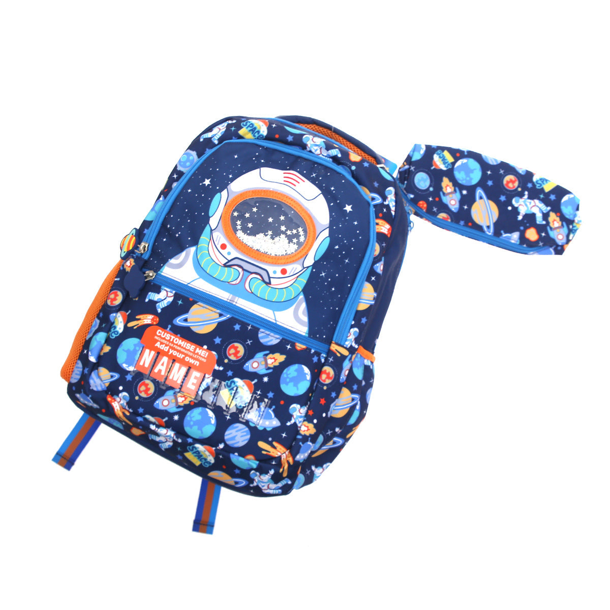 Space Astronaut School Bag Ð Customizable Name Patch | U2081 VEST (with Pencil Pouch)