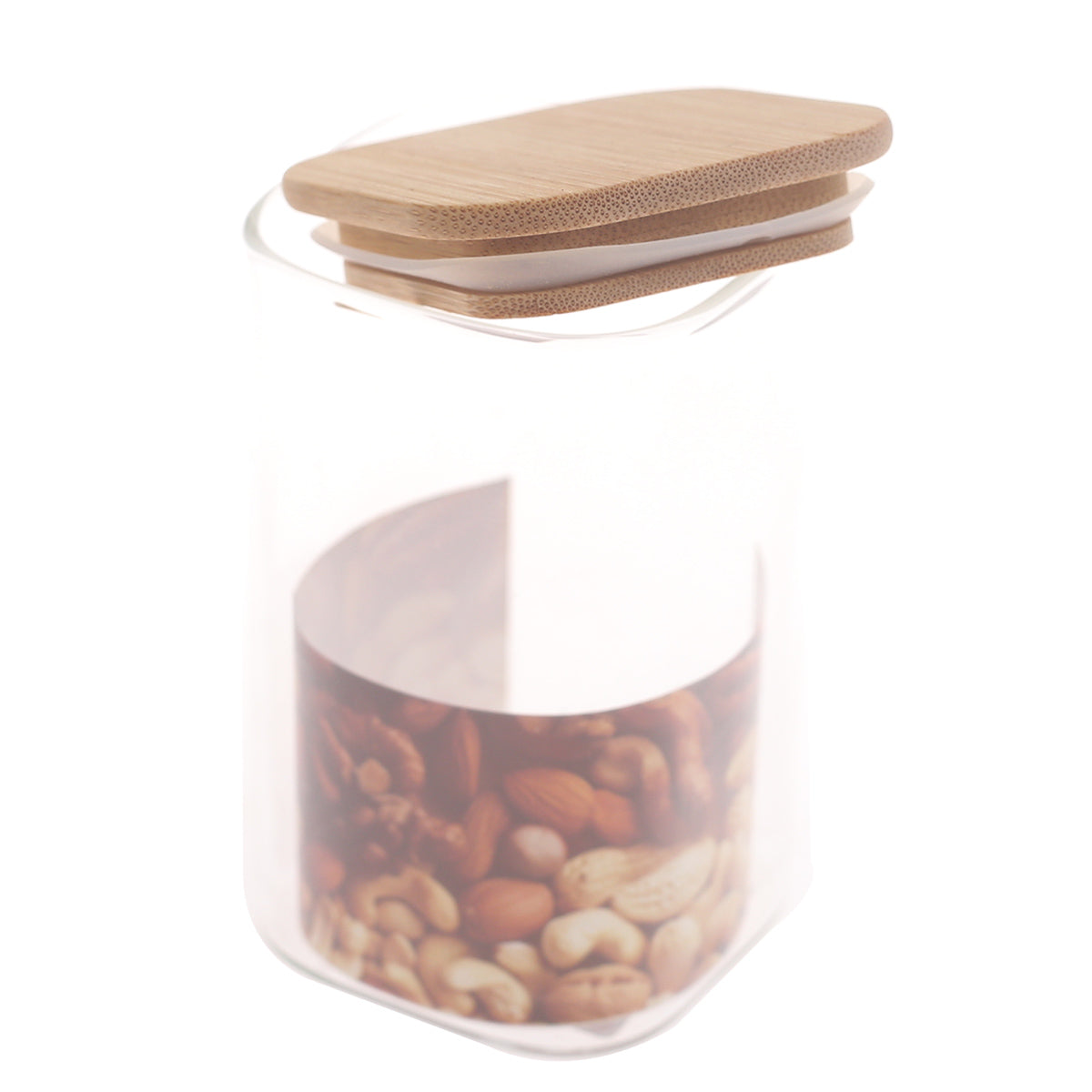 Square Glass Jar 280ml Ð GPG16-280/L3 with Bamboo Lid