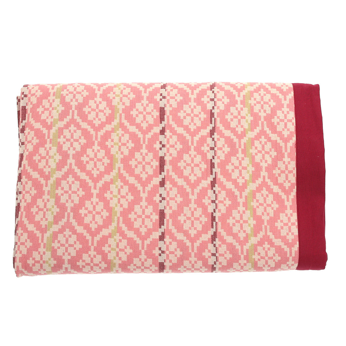 Gul Motif Bed Cover Ð 94x102 Inches | Traditional Pattern in Soft Pink & Maroon