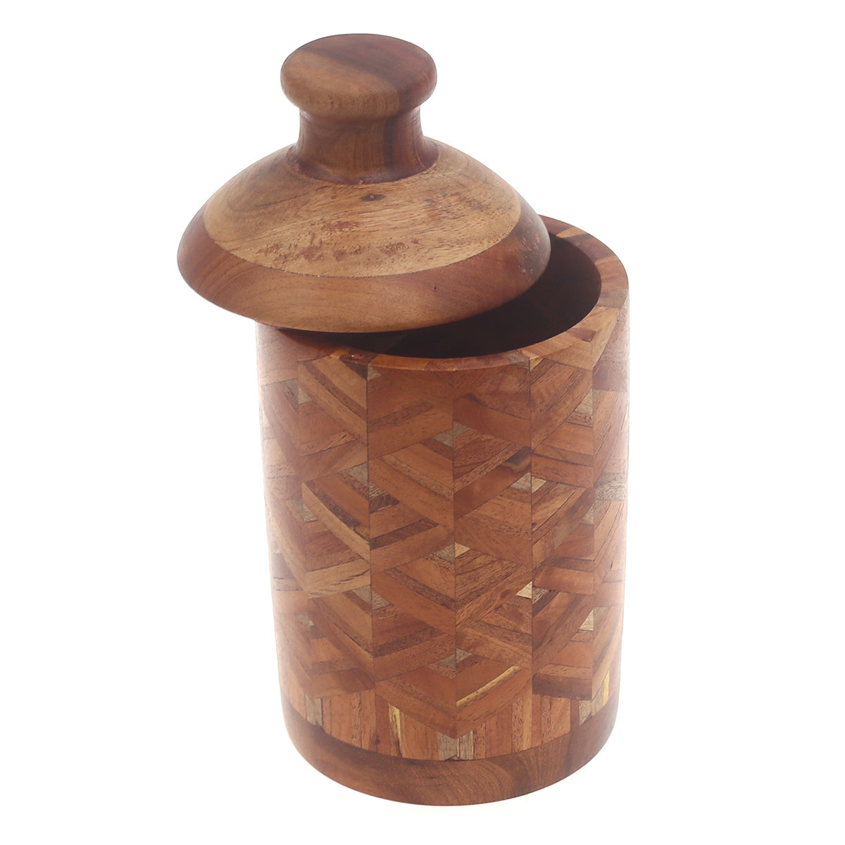 Handcrafted Cylindrical Jar Ð Wooden Shape Design