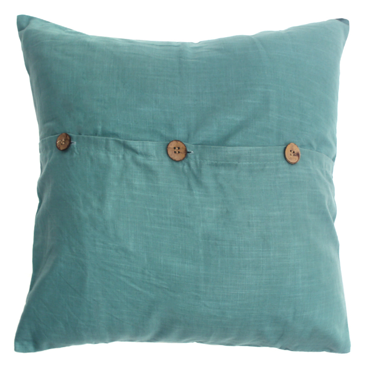 Naqsh Cotton Cushion Cover Ð 18x18 Inch Floral Teal Decorative Throw Pillow Case
