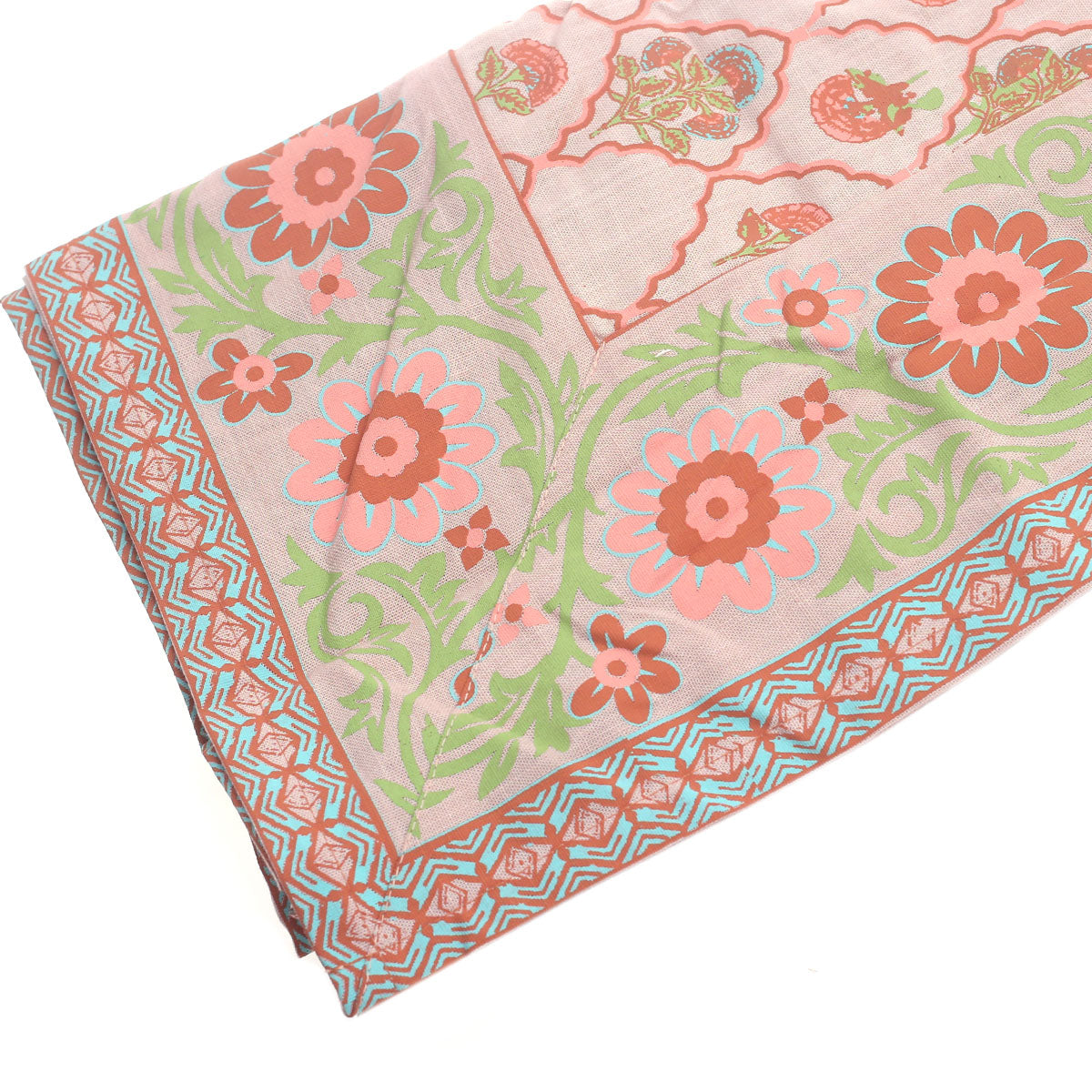 Gulistan Cotton Table Cover 62x92" Ð Hand Block Printed Pink Floral Dining Tablecloth