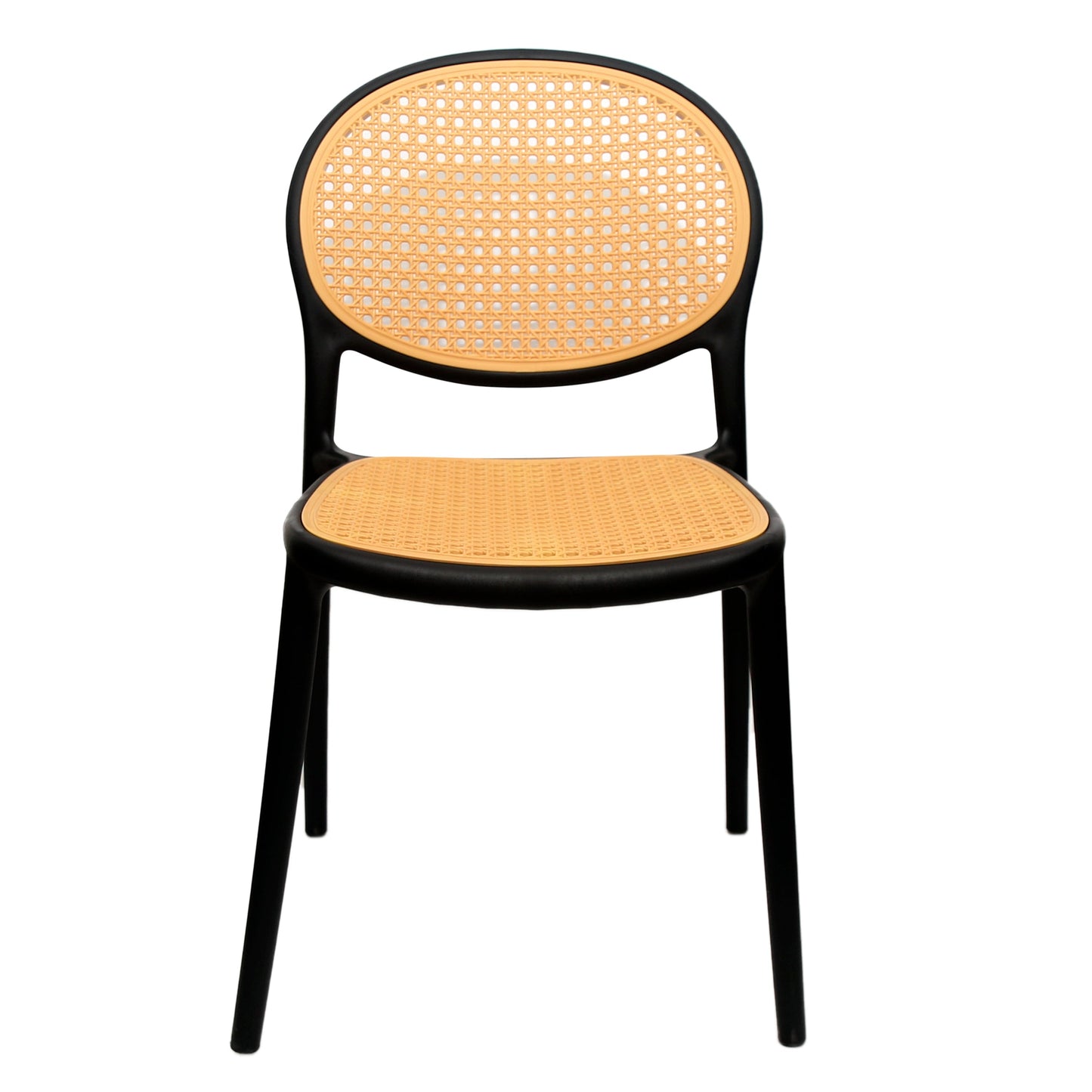 Cane Charm Armless Chair Ð Plastic Frame with Woven Cane?Style Seat & Back (Black)