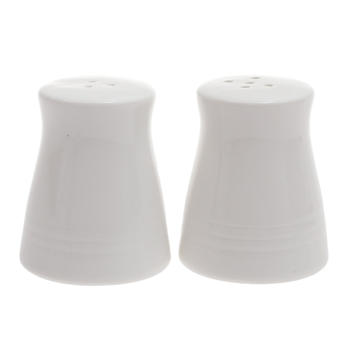 BRILLIANT 2-Piece Salt & Pepper Shaker Set Ð White Ceramic with Grooved Base
