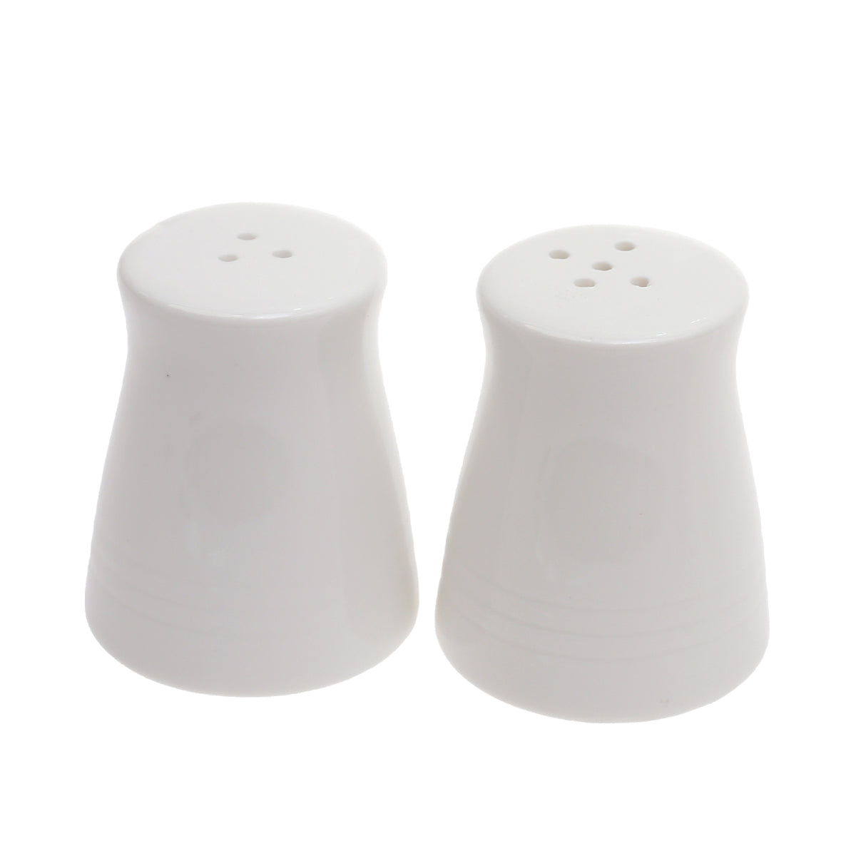 BRILLIANT 2-Piece Salt & Pepper Shaker Set Ð White Ceramic with Grooved Base