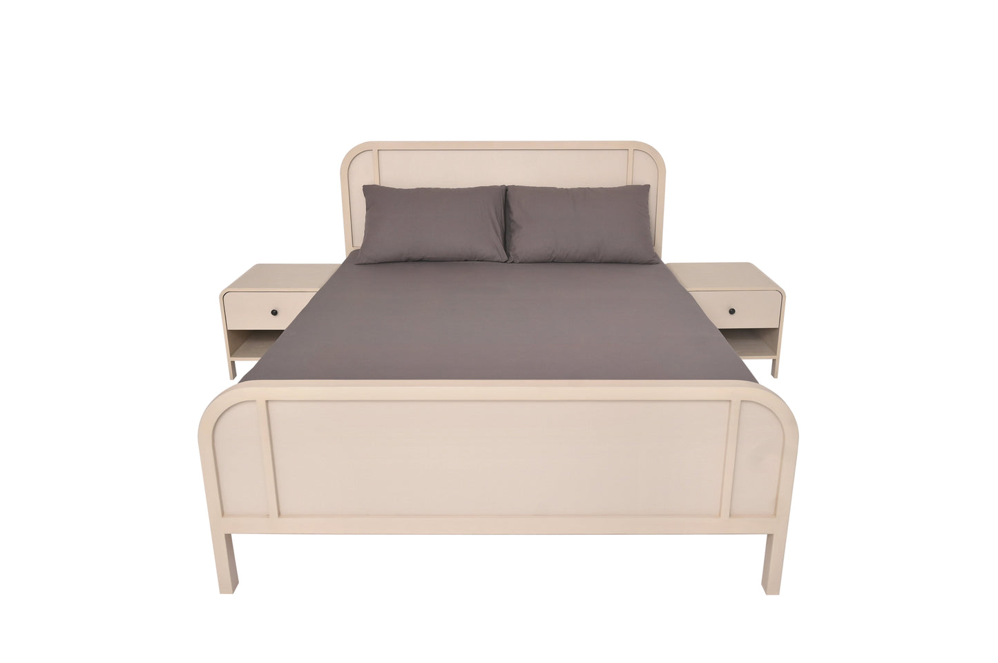 Harold Queen Bed Ð Solid Wood Frame with Upholstered Headboard