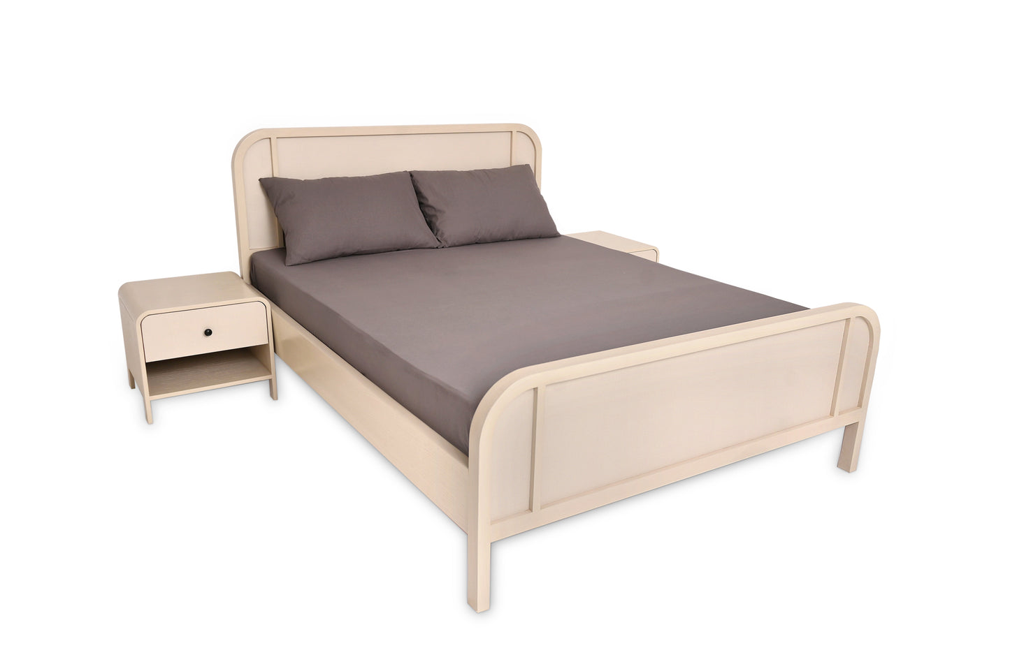 Harold Queen Bed Ð Solid Wood Frame with Upholstered Headboard
