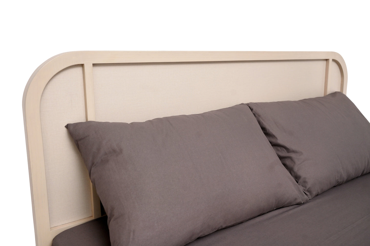 Harold Queen Bed Ð Solid Wood Frame with Upholstered Headboard