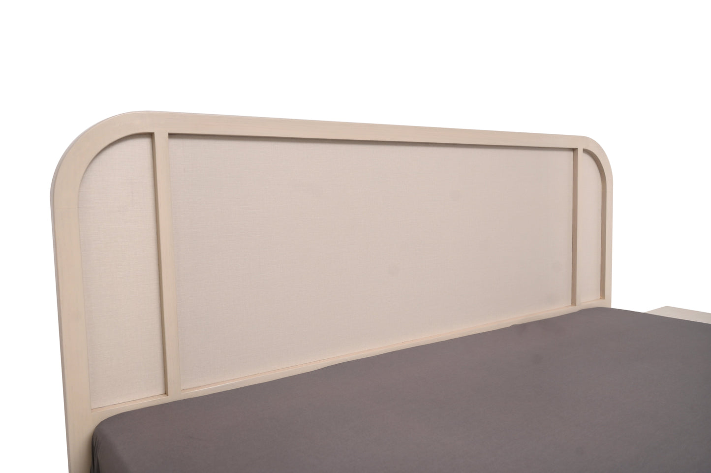 Harold Queen Bed Ð Solid Wood Frame with Upholstered Headboard