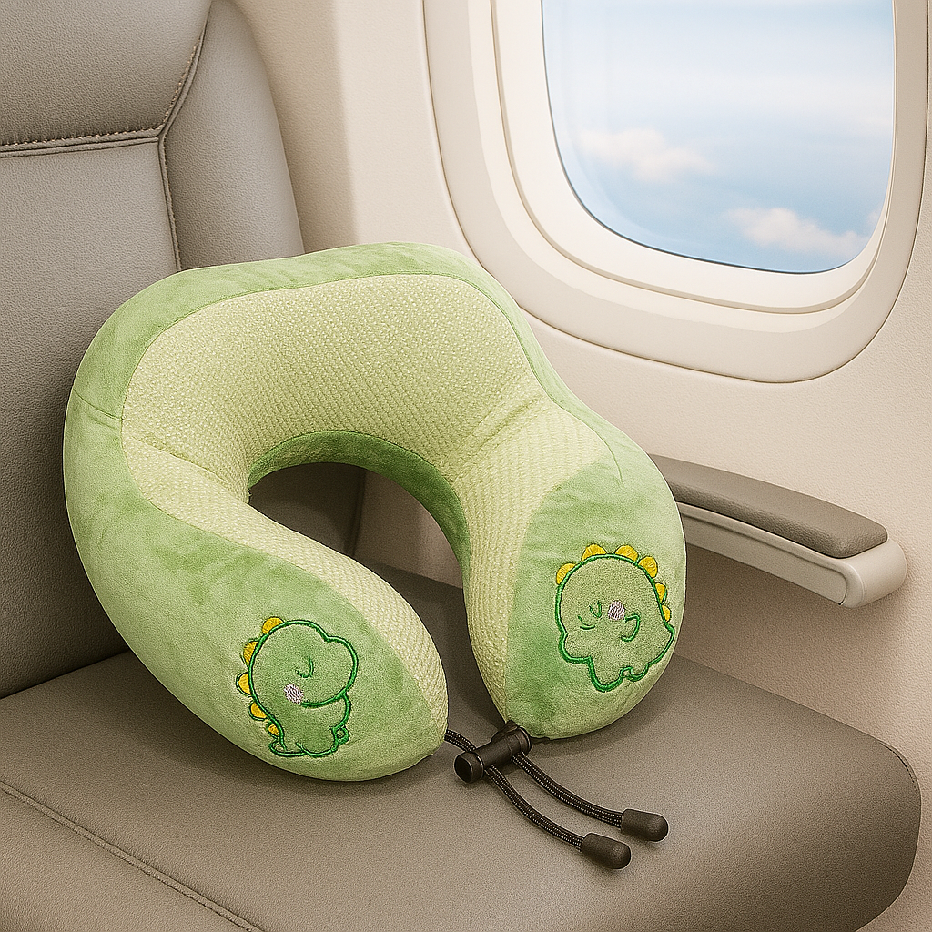 Travel Neck Pillow with Cute Design Ð Variant: Blue, Grey, Green, Purple, Pink