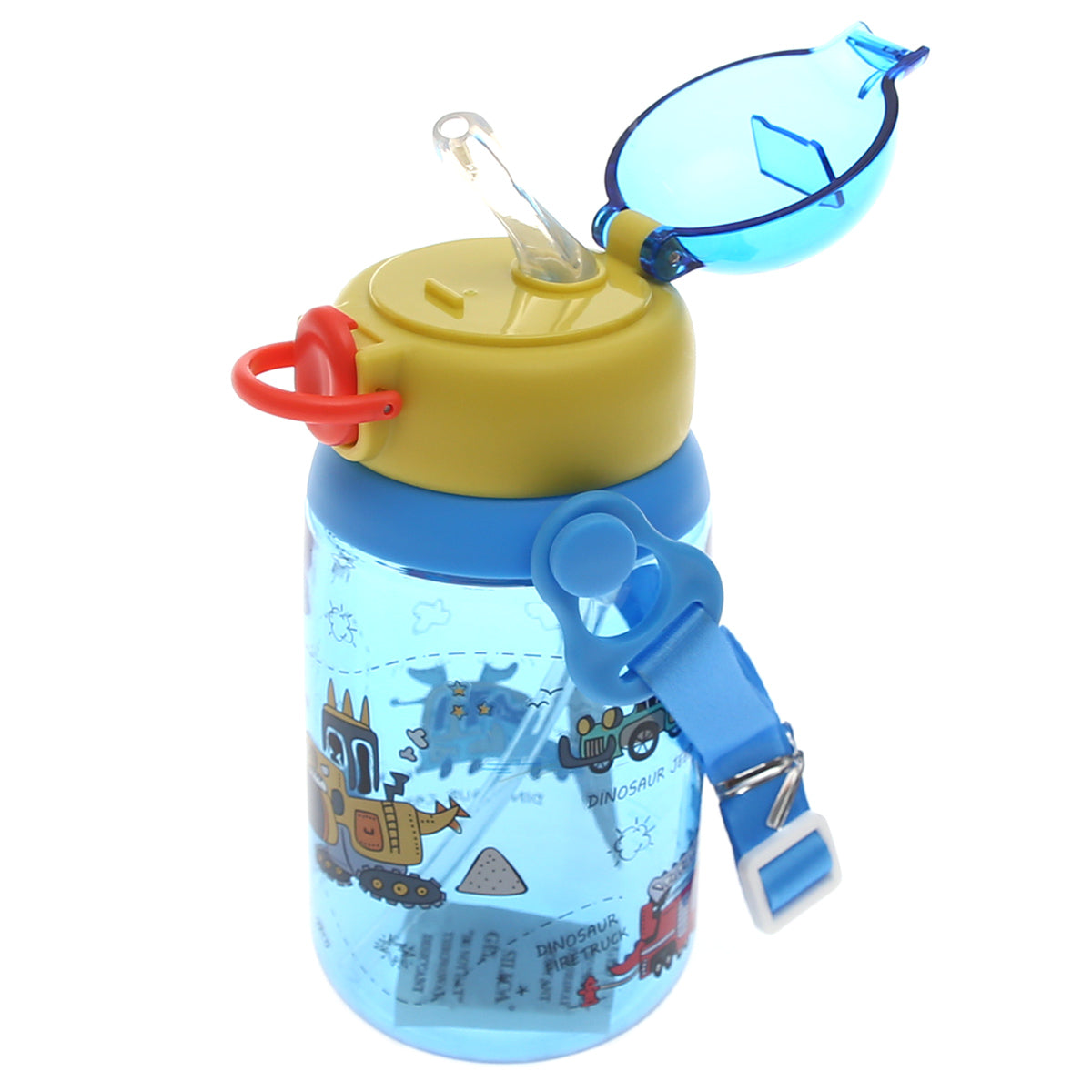 KidsÕ Water Bottle with Straw Ð 450ml Flip?Top Leak?Proof Design (Blue, Pink, Yellow)