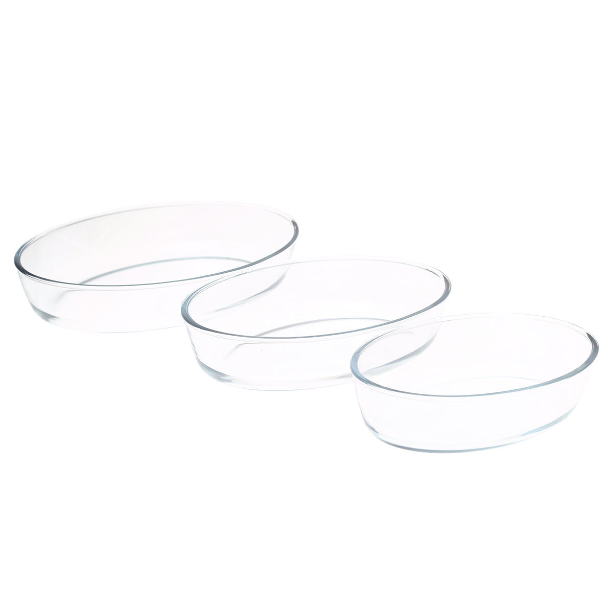 3-Piece Glass Baking Pan Set Ð 1.6L, 2.4L, 3L Oven-Safe Dishes