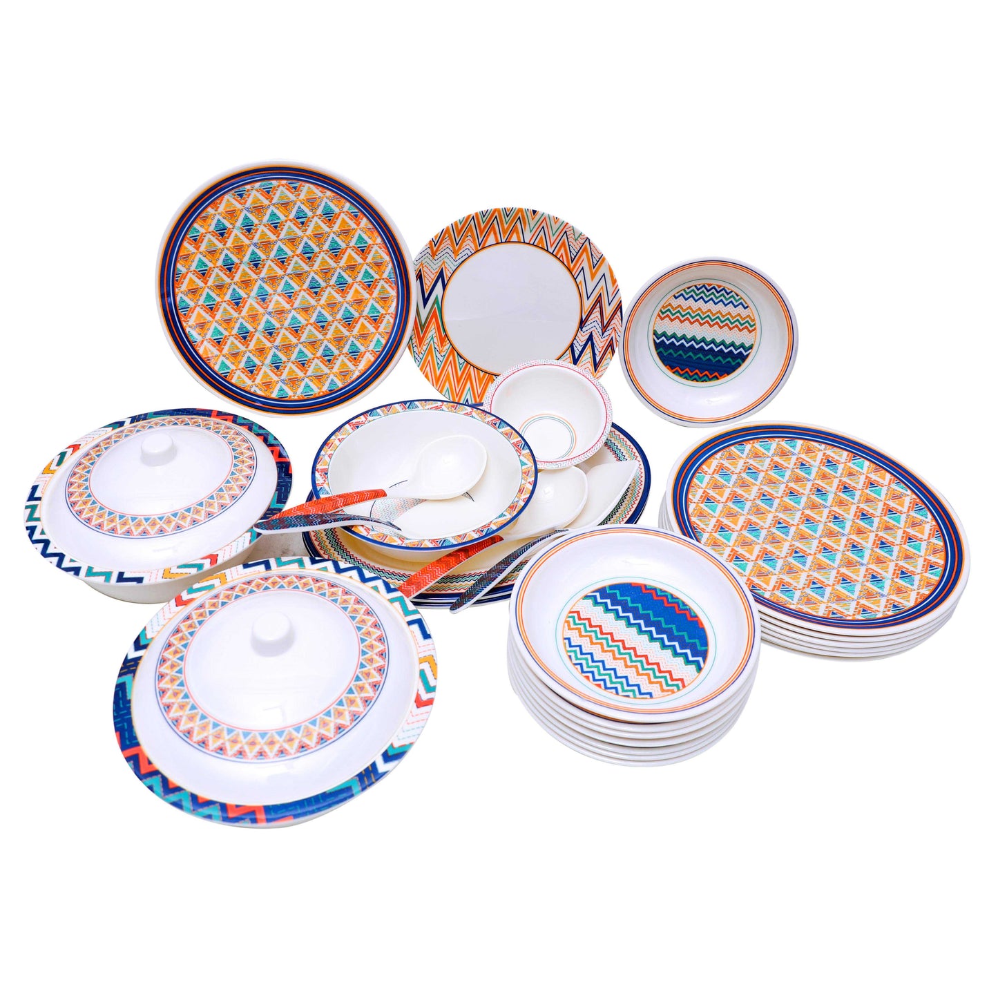 43PCS 8 Person Dinner Set Coloured Chevron