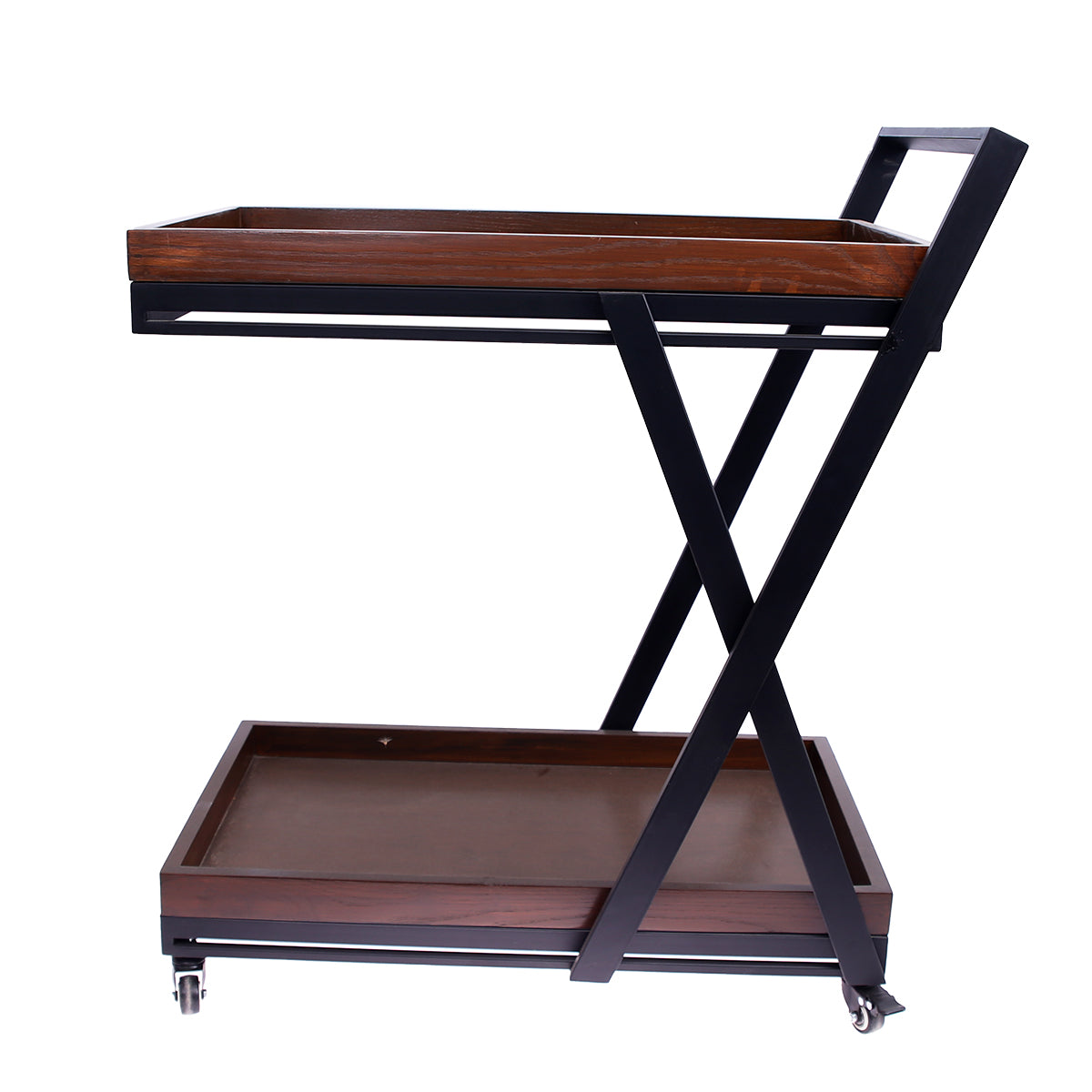 2 Step Wooden Tea Trolley X Design