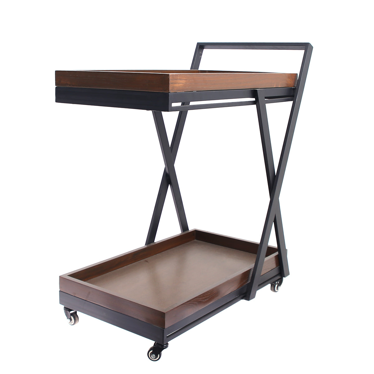 2 Step Wooden Tea Trolley X Design