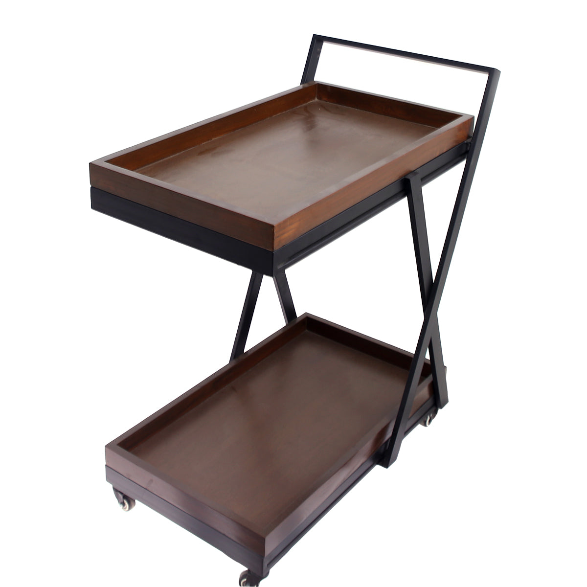 2 Step Wooden Tea Trolley X Design