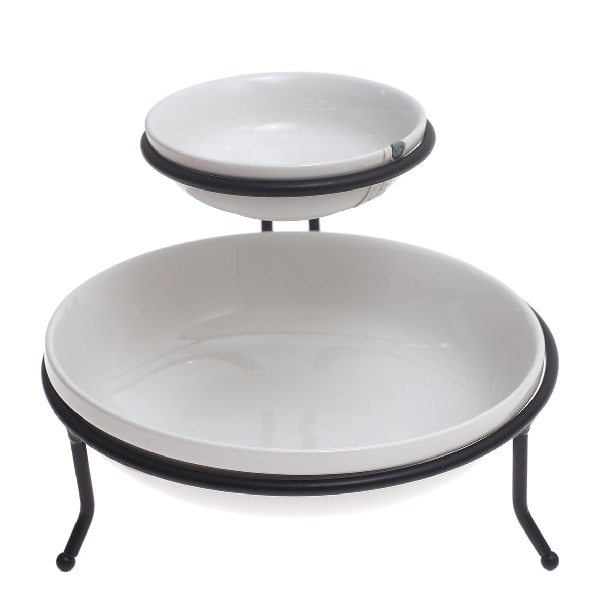 Wire Chip & Dip Stand Ð Symphony White Ceramic with Black Metal Frame