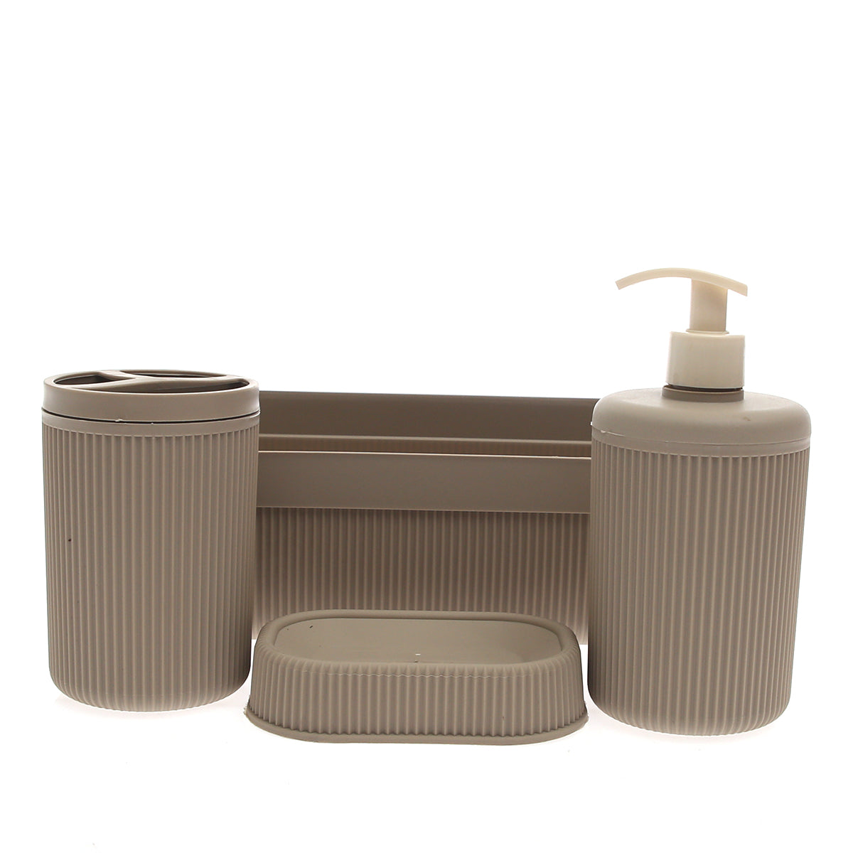 Alesta 4?Piece Bath Set Ð Modern Bathroom Accessories in Brown, Grey & Pink
