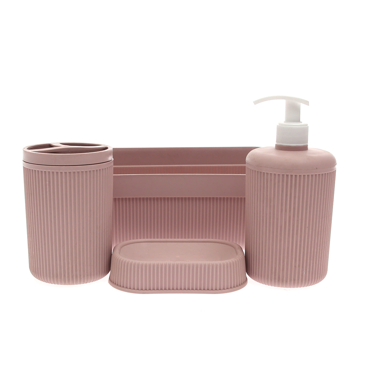 Alesta 4?Piece Bath Set Ð Modern Bathroom Accessories in Brown, Grey & Pink