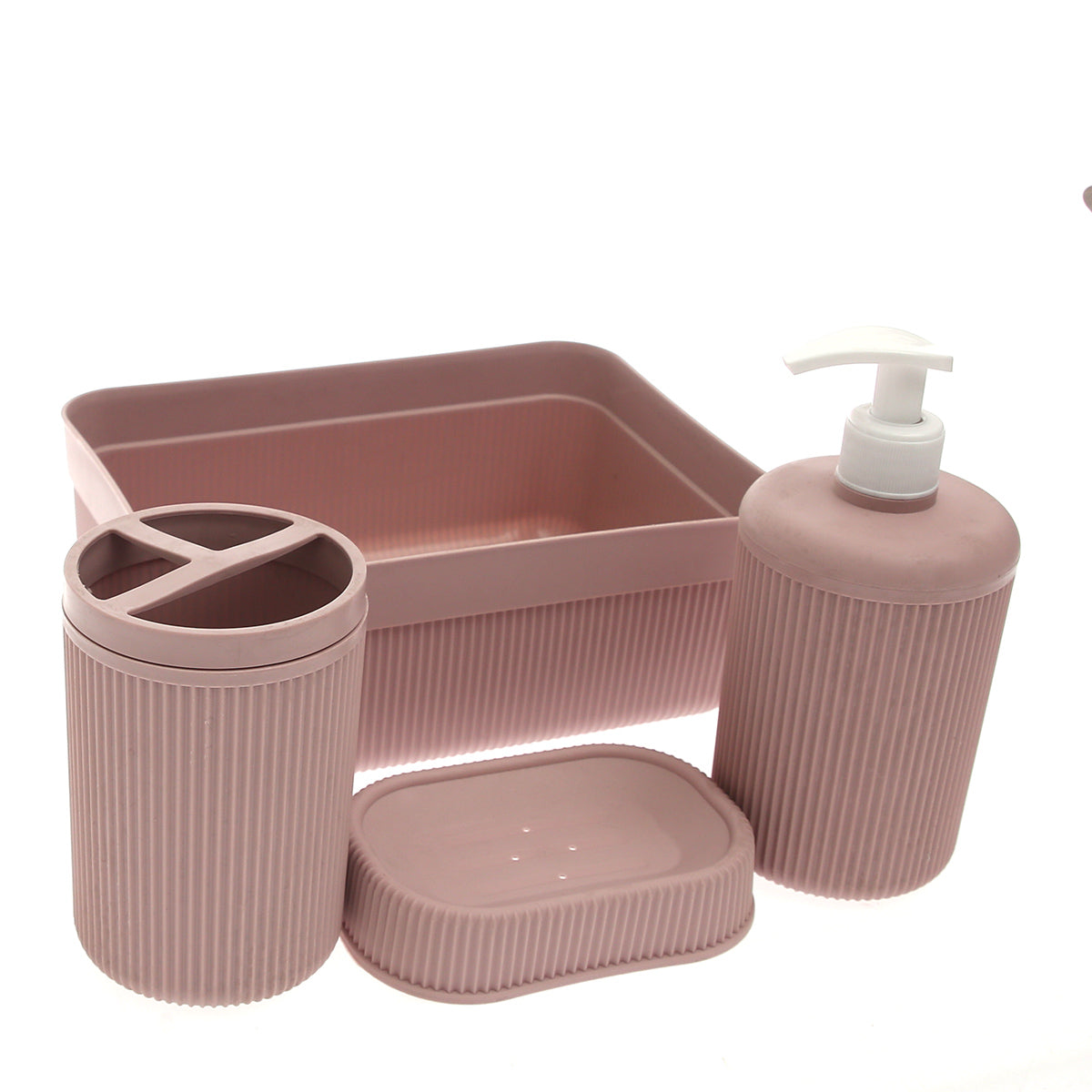 Alesta 4?Piece Bath Set Ð Modern Bathroom Accessories in Brown, Grey & Pink