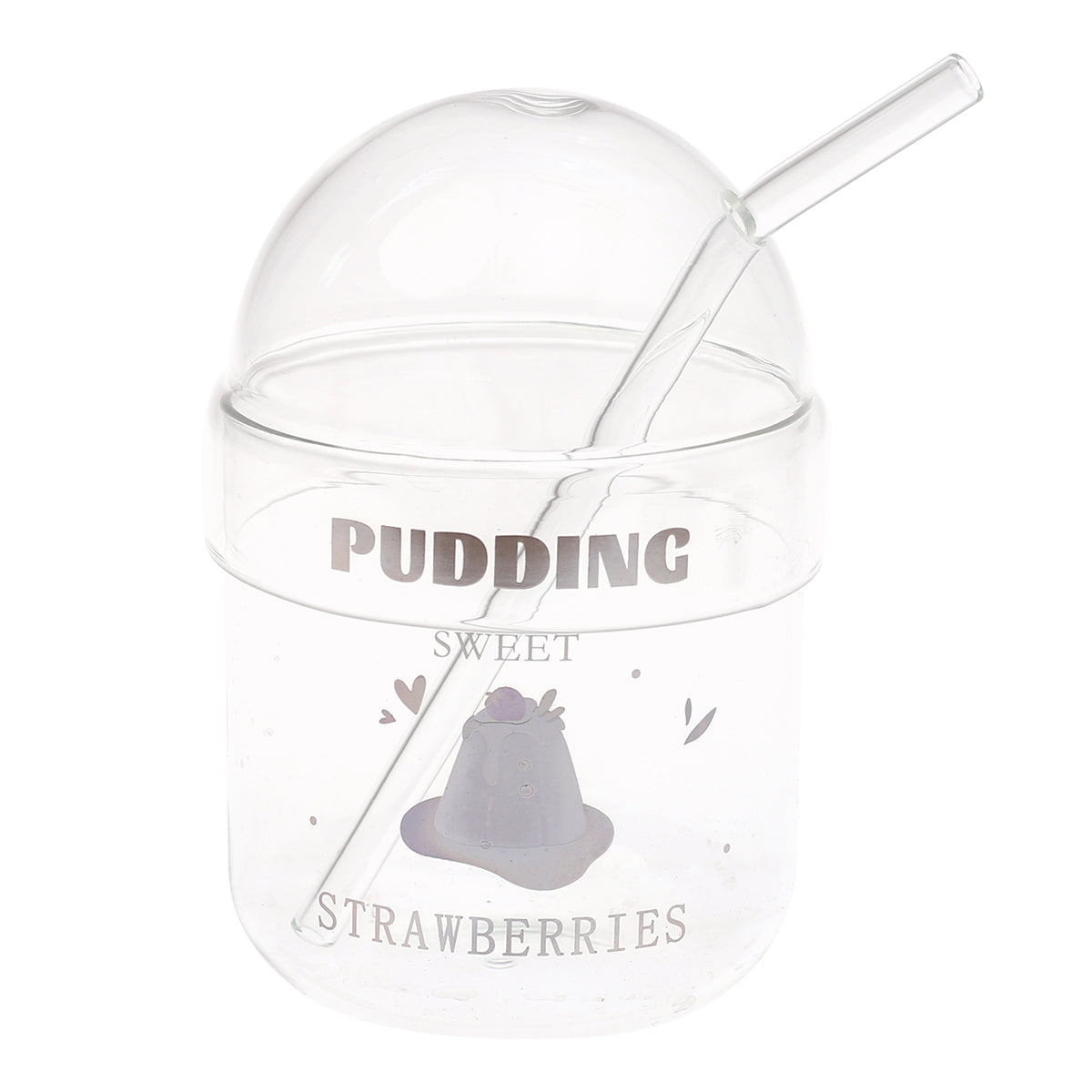 Soda Glass Ð Transparent with Dome Lid & Straw