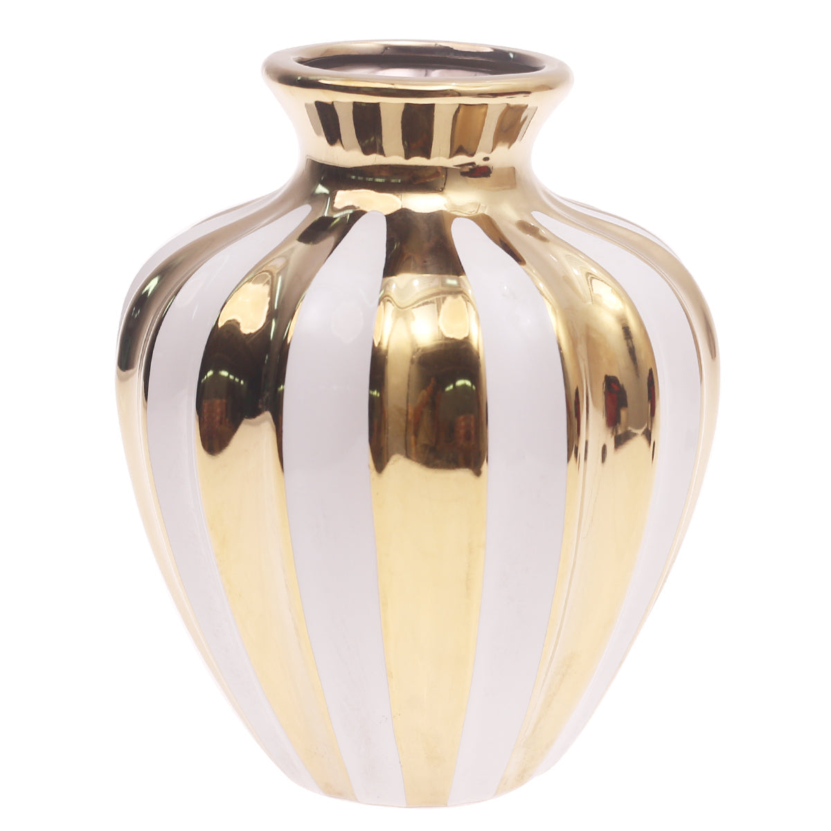 Gold & White Ceramic Vase Ð Decorative Candy Jar Style