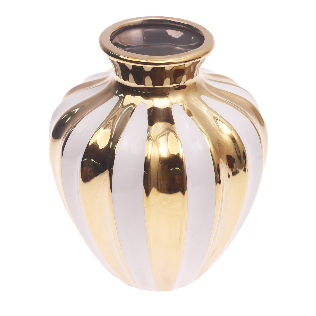 Gold & White Ceramic Vase Ð Decorative Candy Jar Style