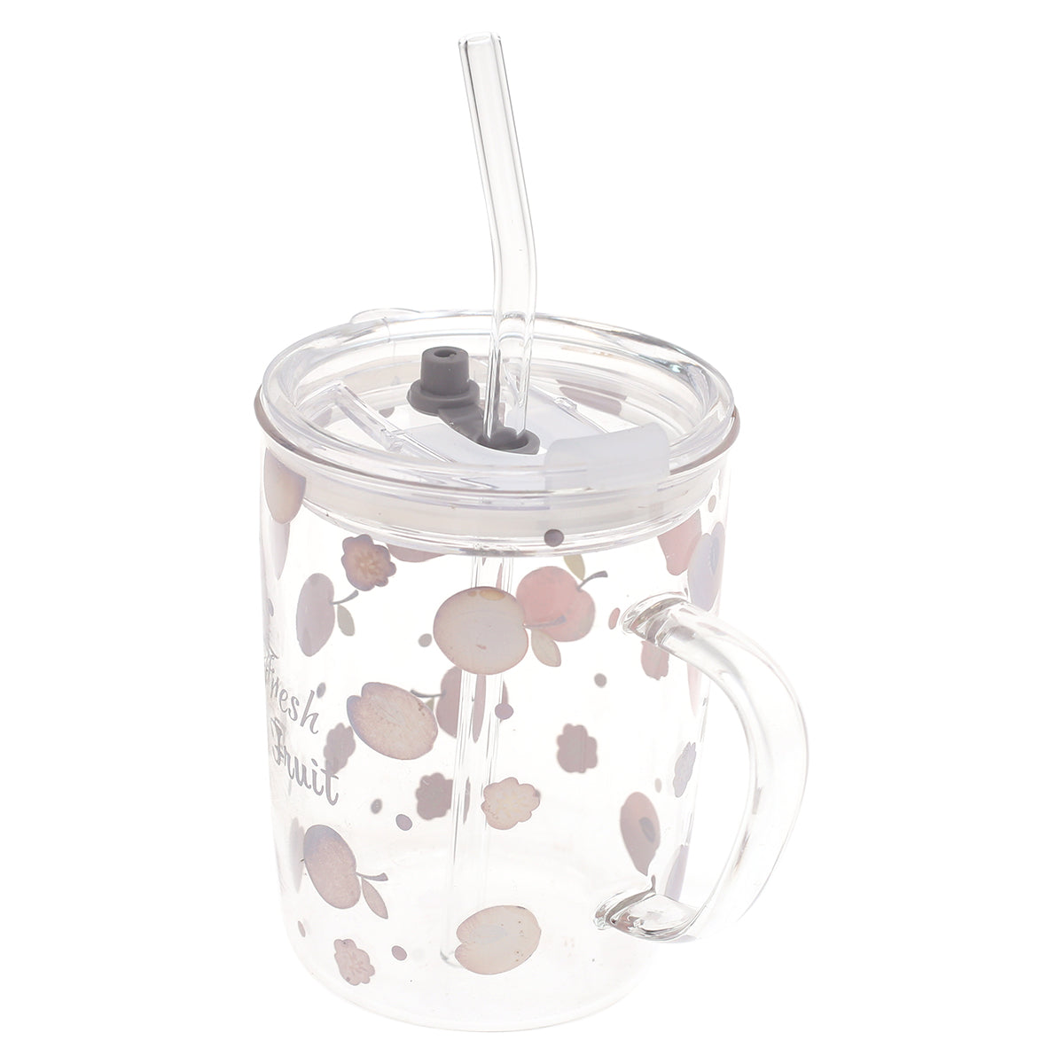 Juice Mug Ð Transparent with Fruit Design & Lid