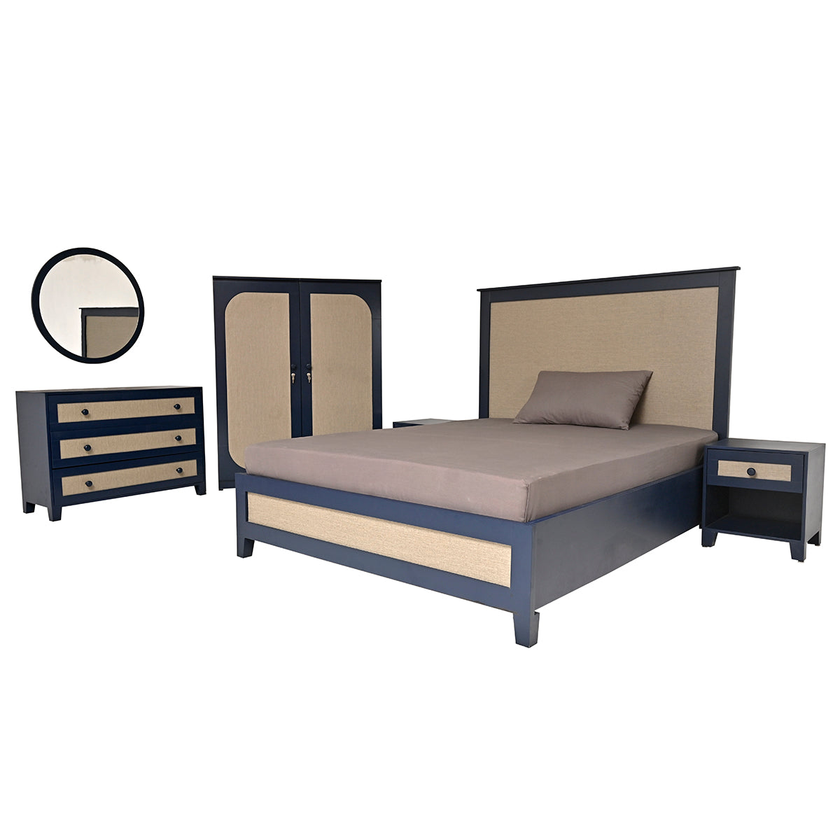 Lancaster Bedroom Set Ð Bed, Dresser & Wardrobe Ð Elegant Dual-Tone Finish