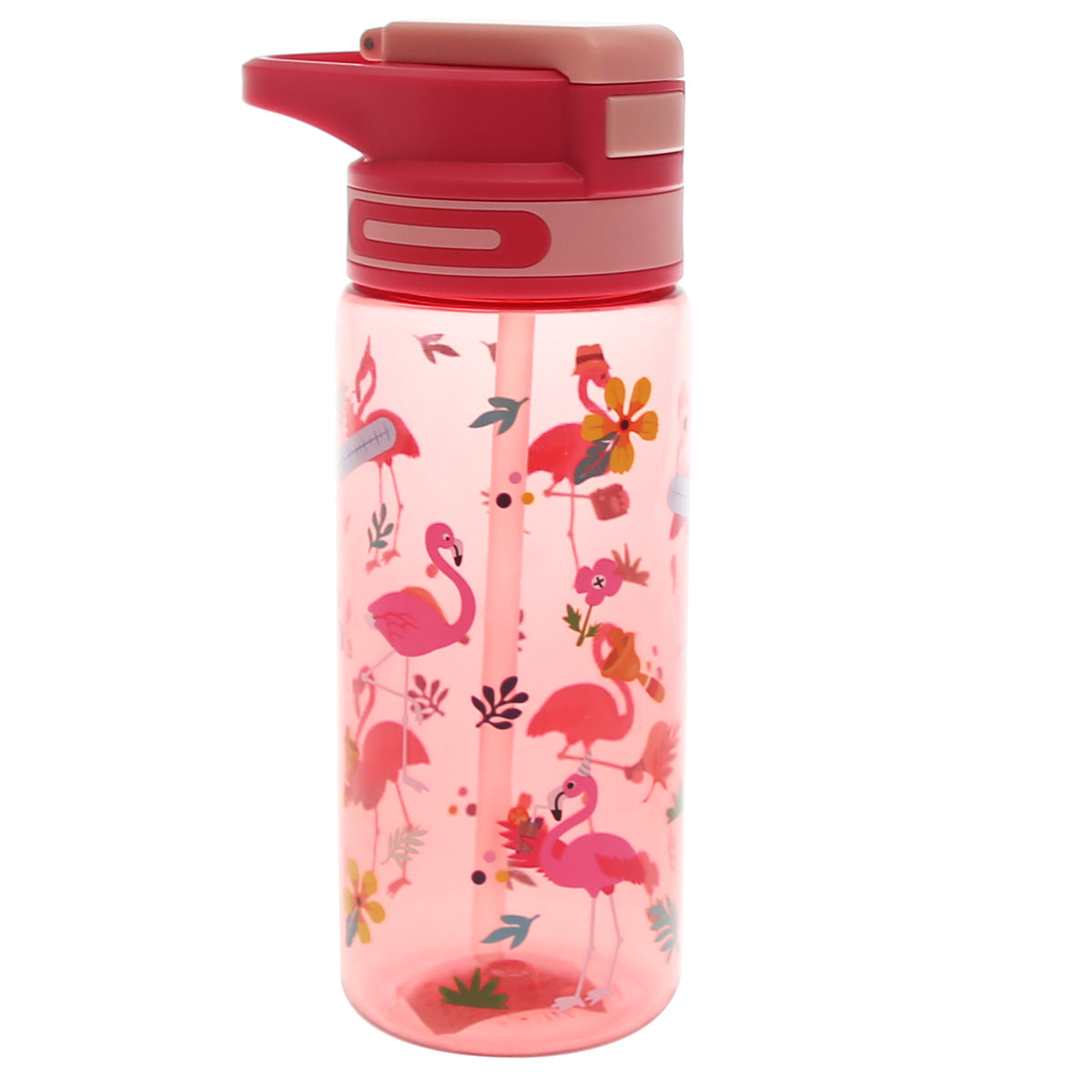 KidsÕ Water Bottle with Straw Ð 600ml Flip?Top Leak?Proof Design (Pink, Black, Blue)