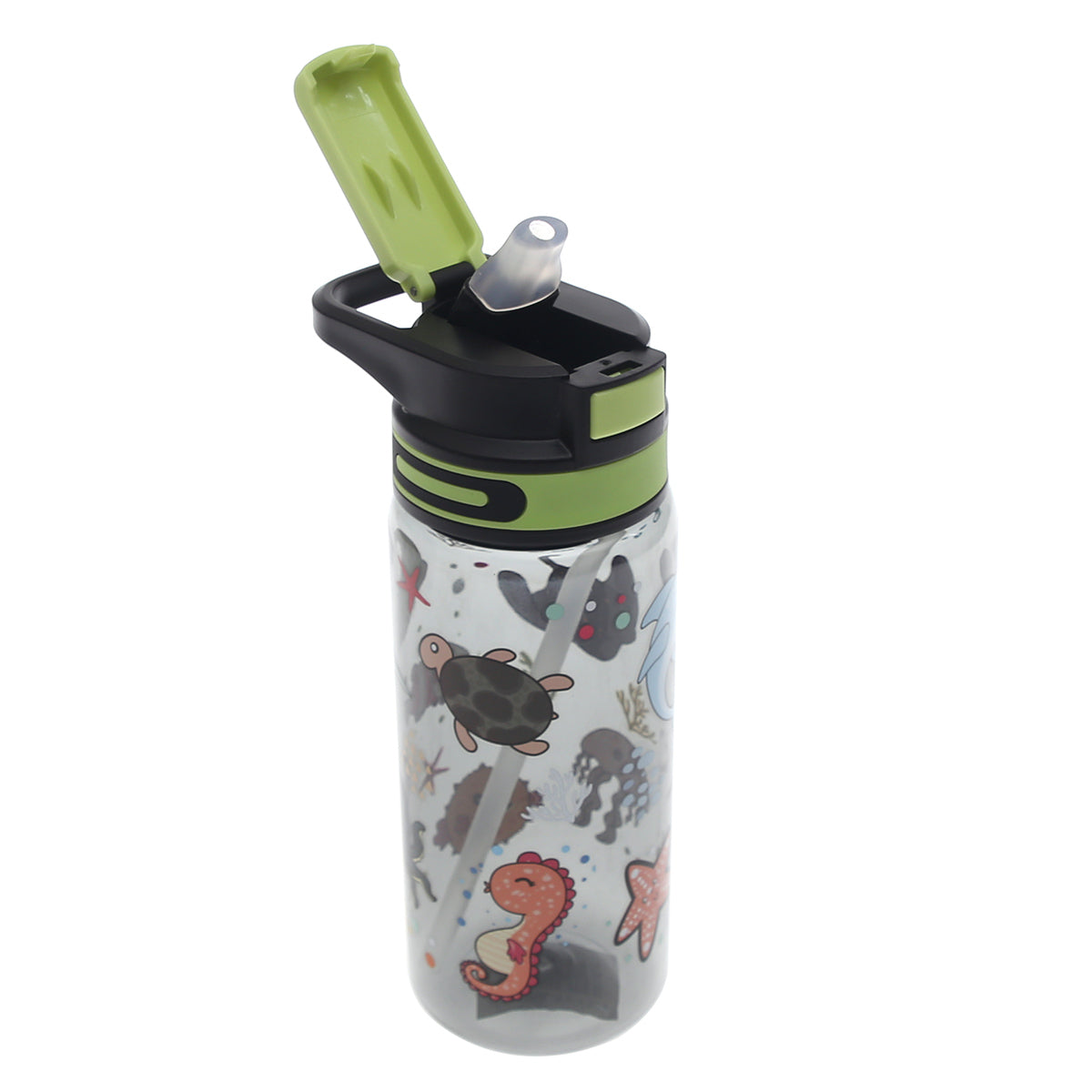 KidsÕ Water Bottle with Straw Ð 600ml Flip?Top Leak?Proof Design (Pink, Black, Blue)