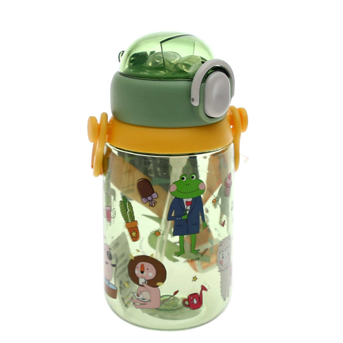 KidsÕ Water Bottle with Straw Ð 450ml Flip?Top Leak?Proof Design (Blue, Pink, Yellow)