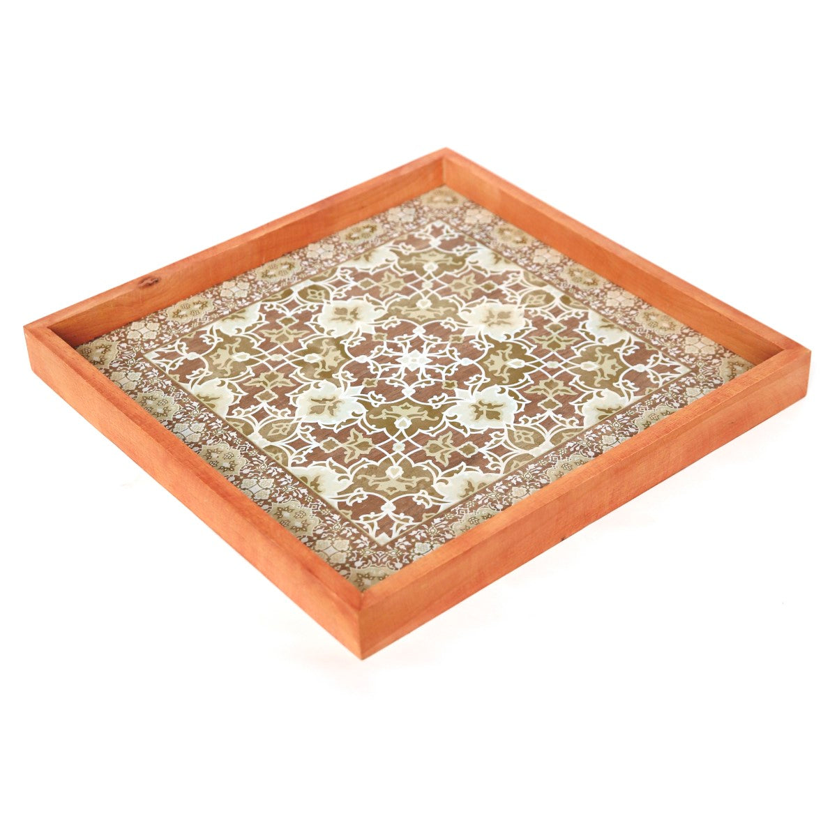 Square Oak Buff Tray Ð 15x15 Inch Wooden Decorative Serving Tray