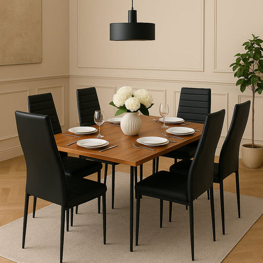 Gravil Dinning Table with 6 Person Ease Chair