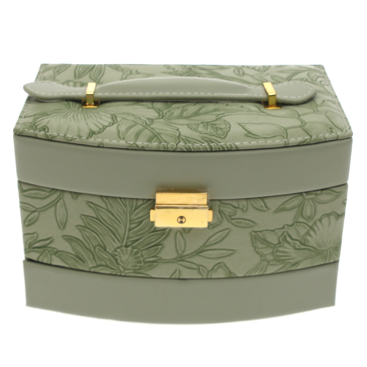 Large Printed Jewelry Storage Box Ð Multi?Layer Organizer with Mirror & Drawer