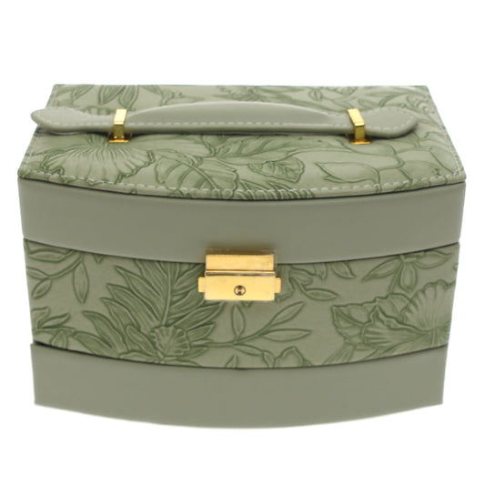 Large Printed Jewelry Storage Box Ð Multi?Layer Organizer with Mirror & Drawer