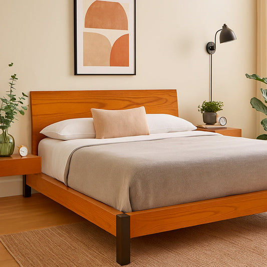 Harry King Size Bed Ð Solid Wood Frame with Upholstered Headboard