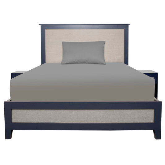 Lancaster Queen/Single Bed Ð Upholstered Headboard with Navy Frame
