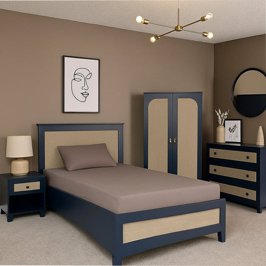 Lancaster Bedroom Set Ð Bed, Dresser & Wardrobe Ð Elegant Dual-Tone Finish
